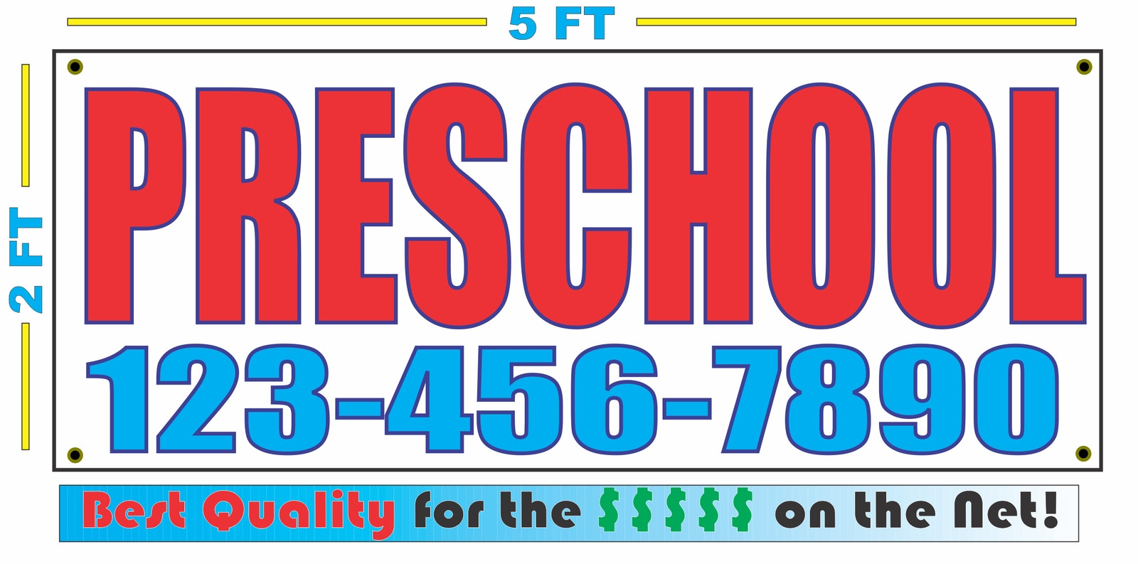 PRESCHOOL w CUSTOM PHONE Banner Sign NEW Larger Size Best Quality for the $