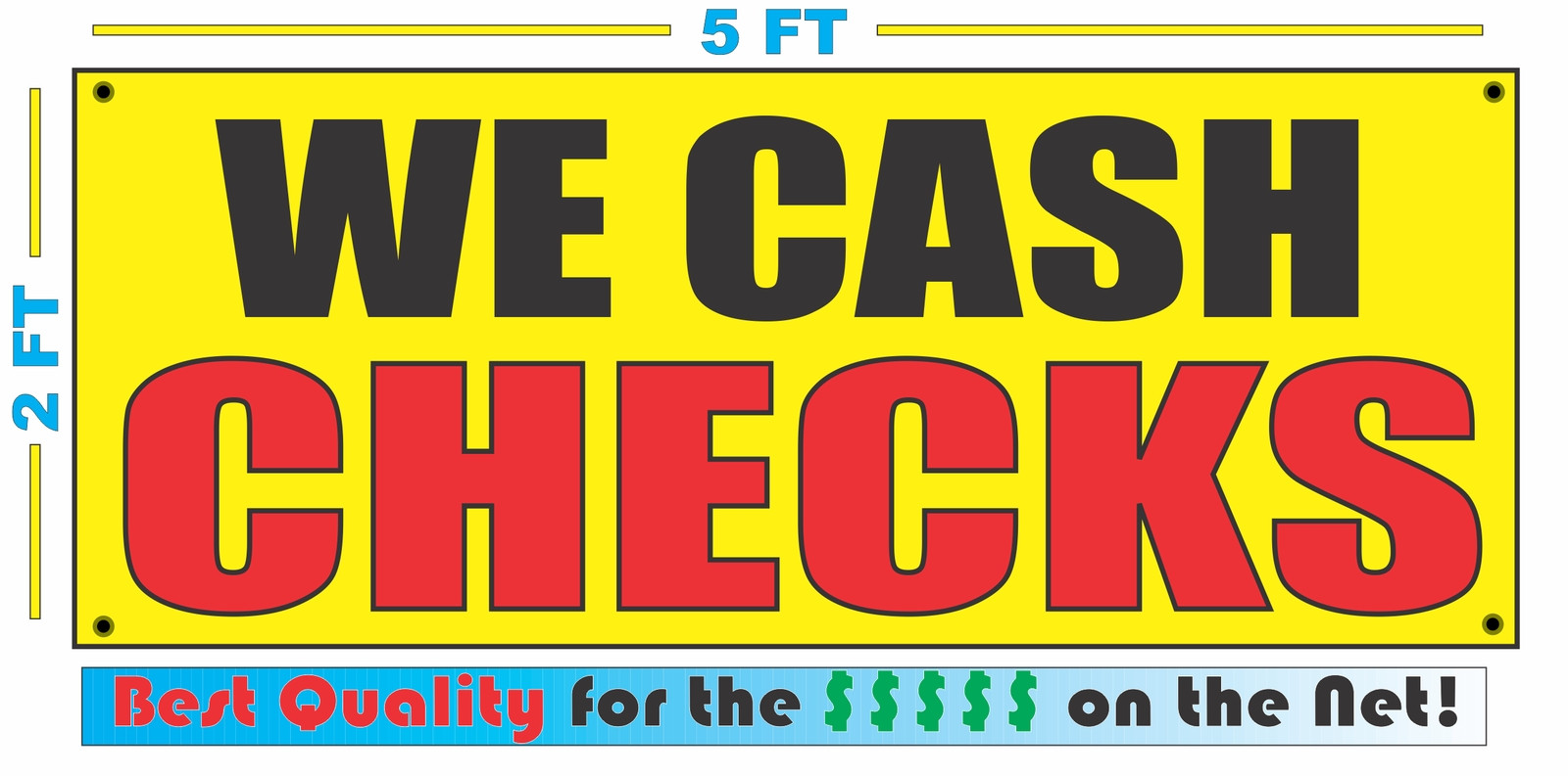 WE CASH CHECKS Banner Sign Yellow with Red & Black