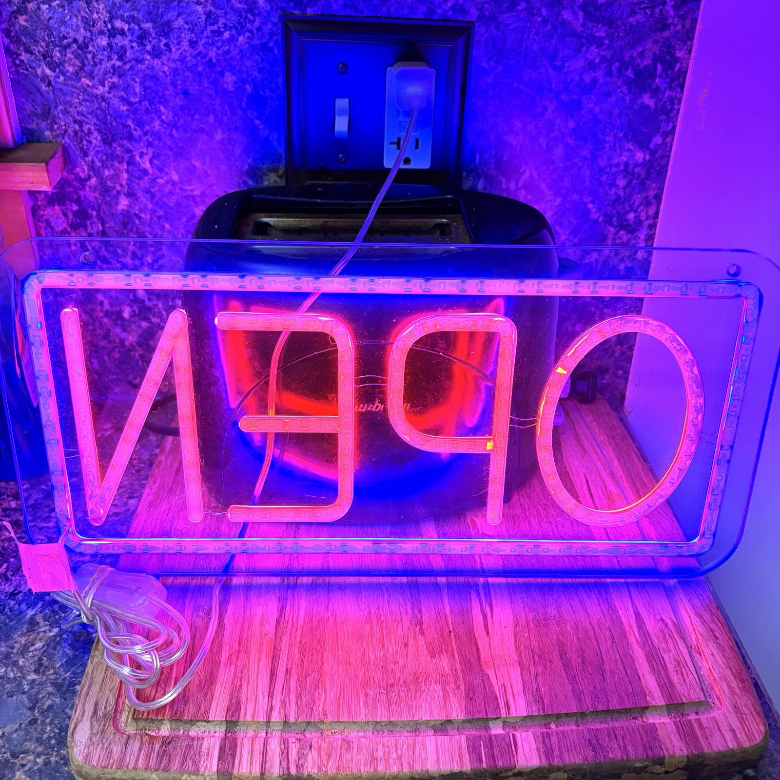 OPEN LED NEON light Up Sign (Tested/Works) With USB -A Plug Connect Pre Owned