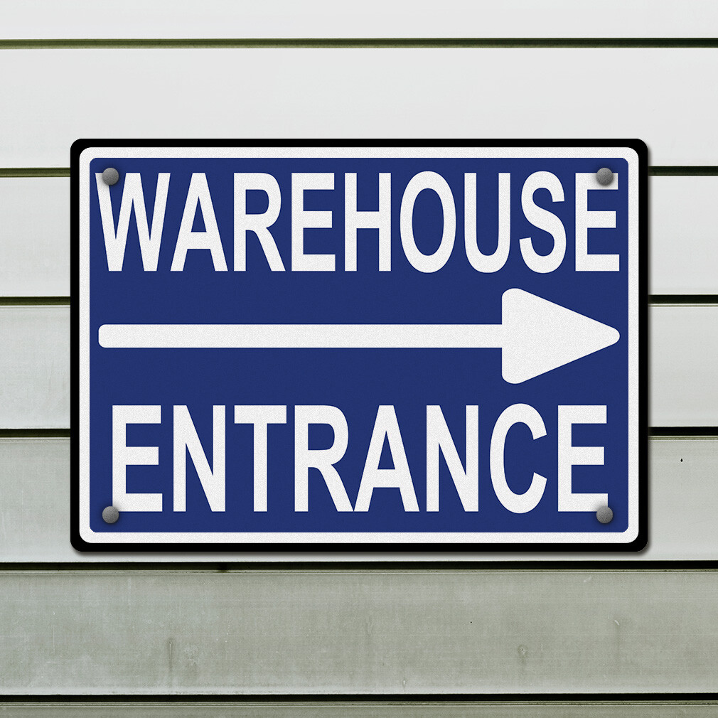 Horizontal Metal Sign Warehouse Entrance Purple Weatherproof Street Signage