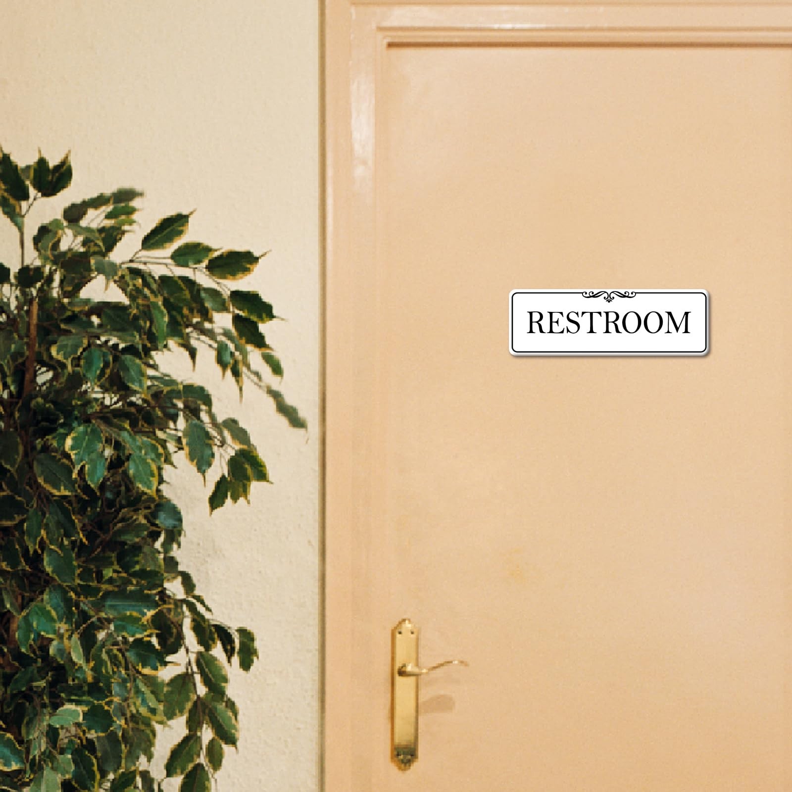 9×3 Inch Restroom Sign Acrylic Self-Stick Door Wall Signage Elegant White