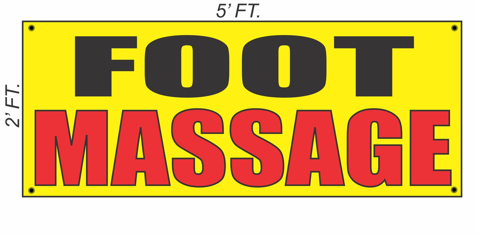 FOOT MASSAGE Banner Sign Yellow with Red & Black
