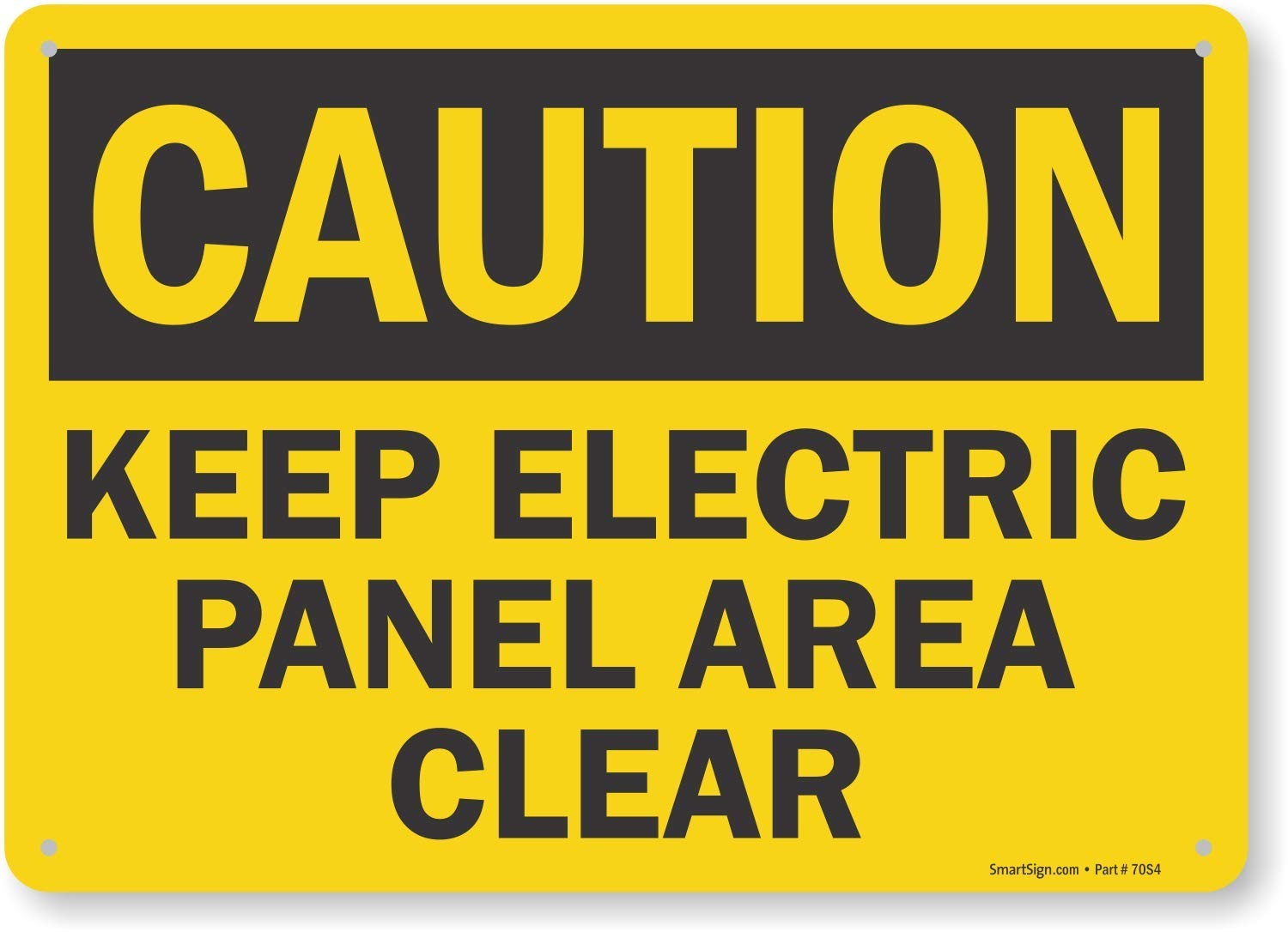 S1156PL14 Caution Keep Electric Panel Area Clear Plastic Sign 10×14 Inch