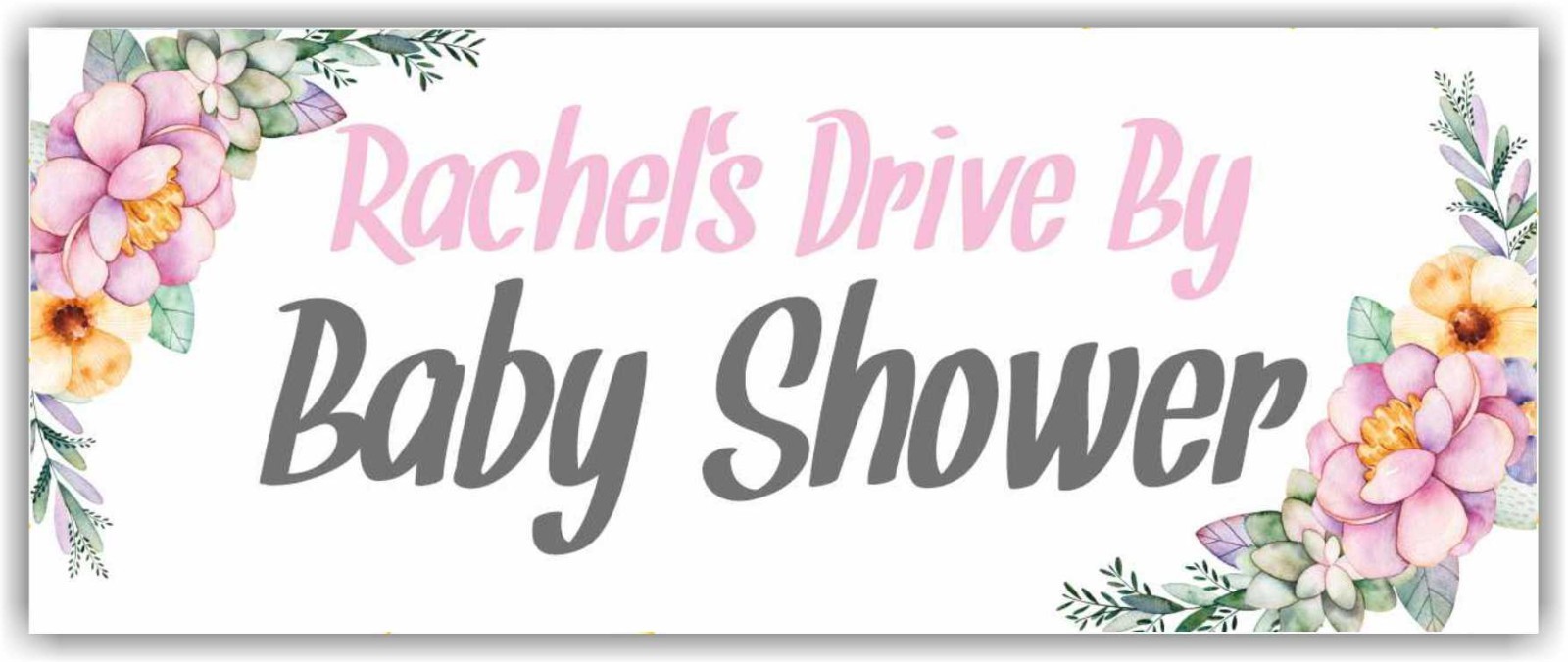 Drive By Baby Shower Advertising Banner Vinyl Mesh Sign Custom Name Party