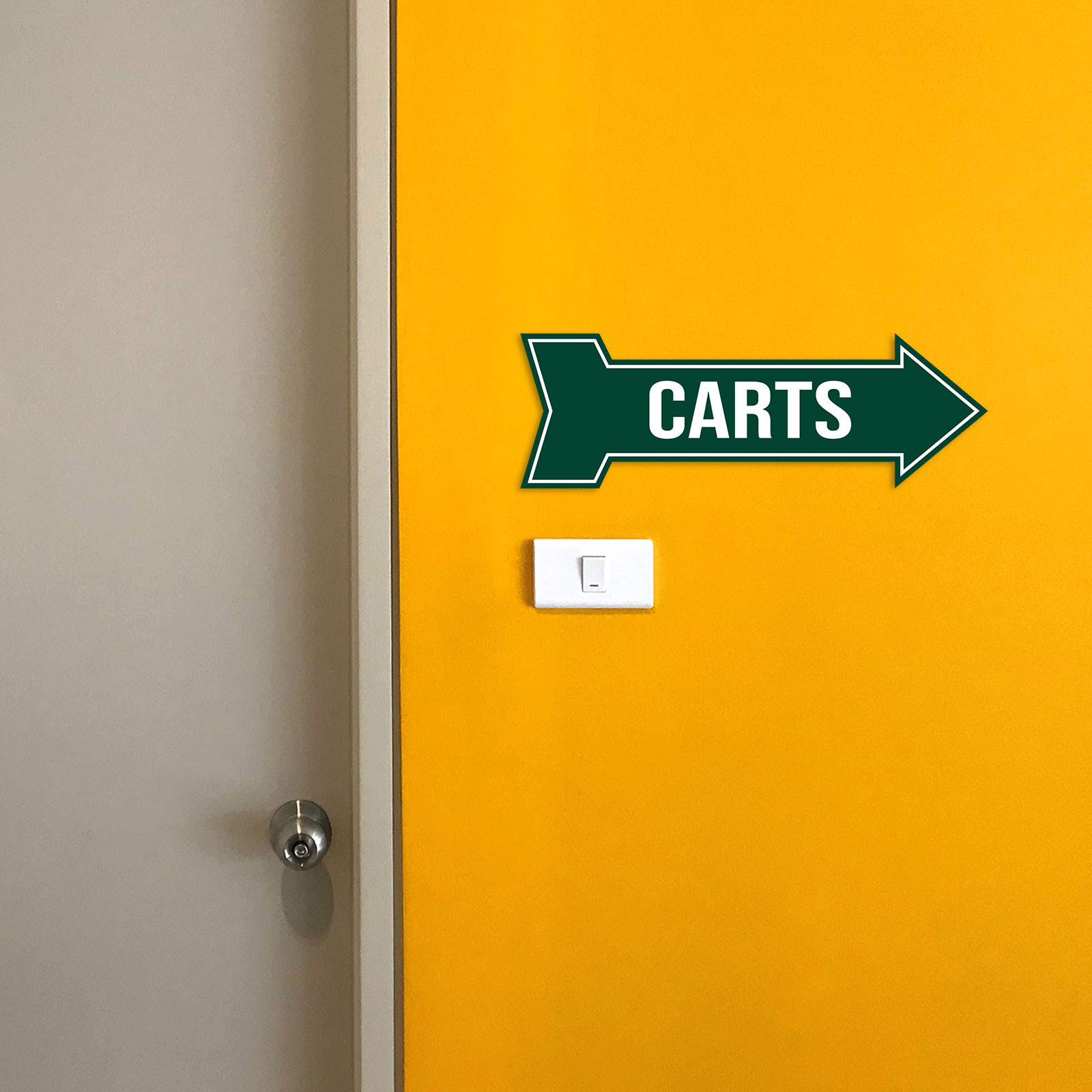 Arrow Shape Carts 12×4&Prime; Wall or Door Sign | Golf Signage