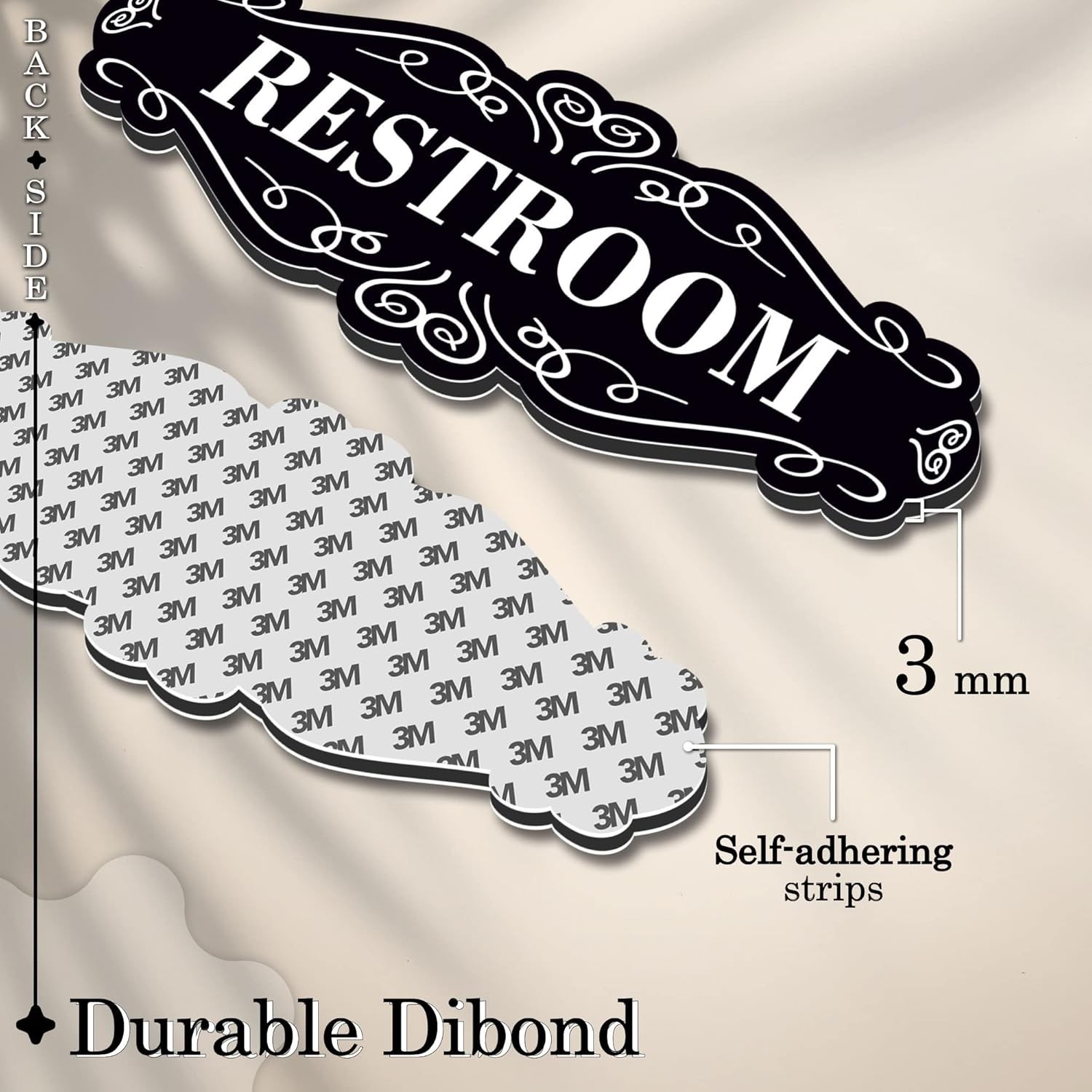 Dibond 9×3 Inch Restroom Sign – Rustproof and Stylish for Instant Wall Placement