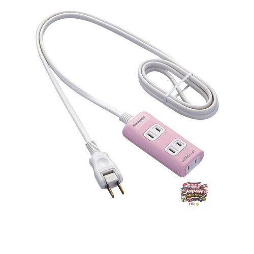 NEW Panasonic The Tap Q 3-outlet power strip with snap caps and 3m cord pink