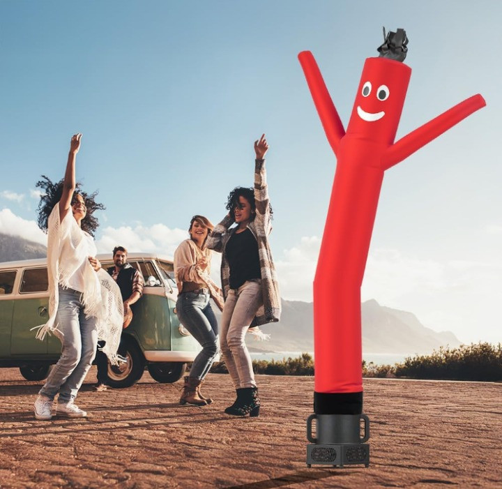Inflable publicitario bailarín 7ft con ventilador para promoción exterior rojo