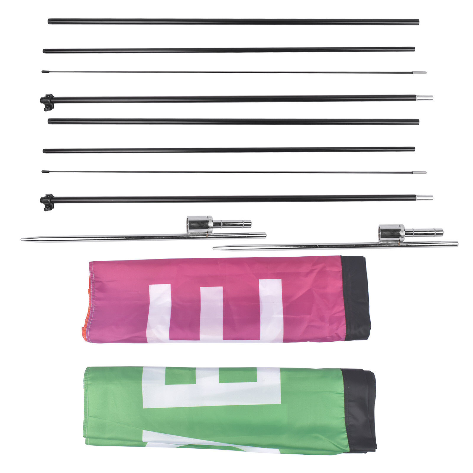 2/3/4 Banner Flags, Poles, Ground Stakes, Grand Opening Flag Banner Pole Kit