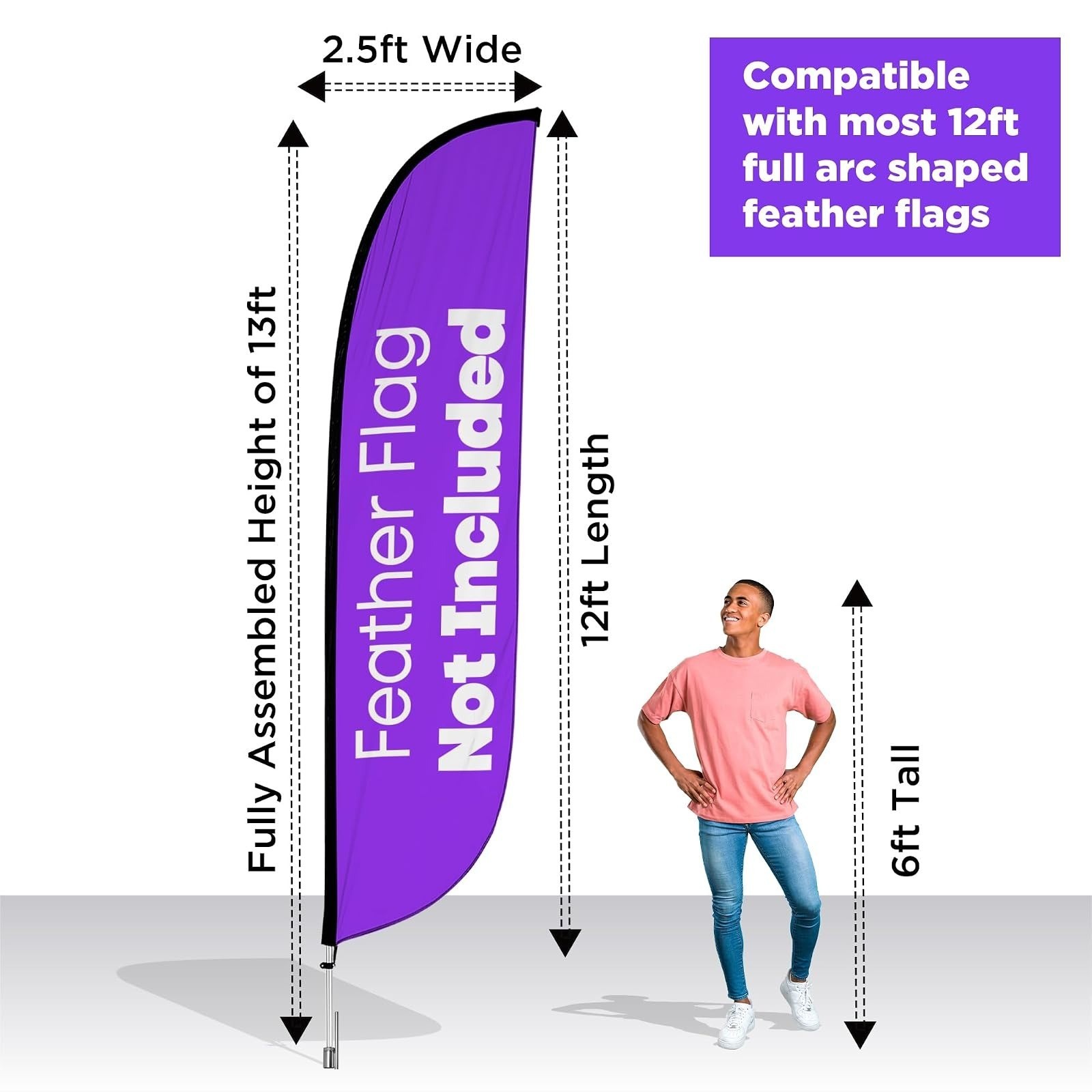 LookOurWay 13ft Feather Flag Pole Kit for Outdoor Advertising