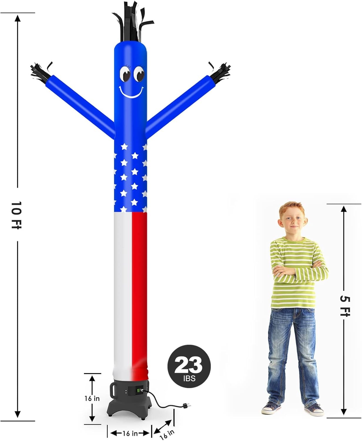 MOUNTO 10ft Inflatable Dancer Waving Tube Man Store Sign US Flag