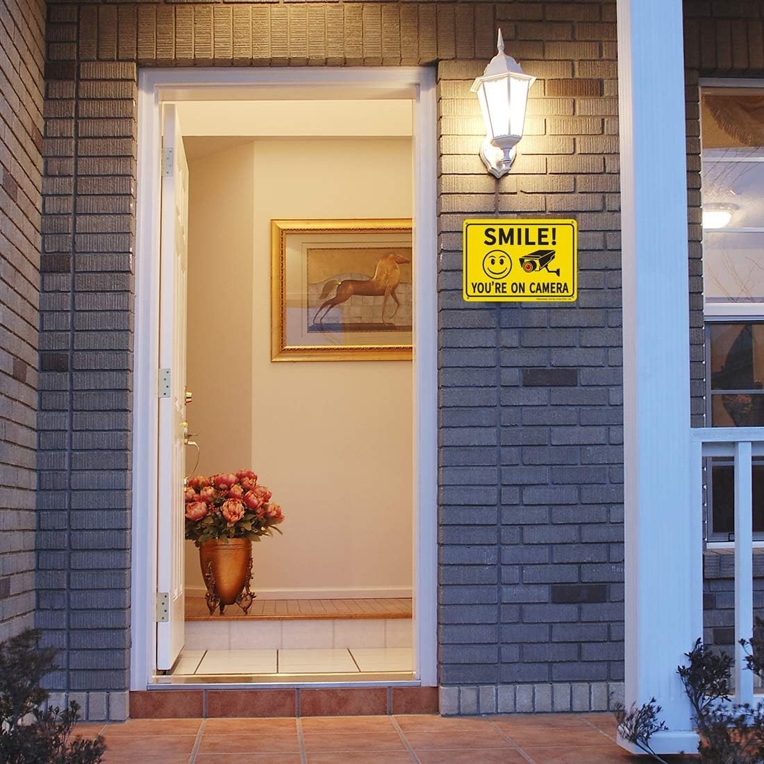 2-Pack Smile You’Re on Camera Sign, Video Surveillance Signs Outdoor, UV Printed