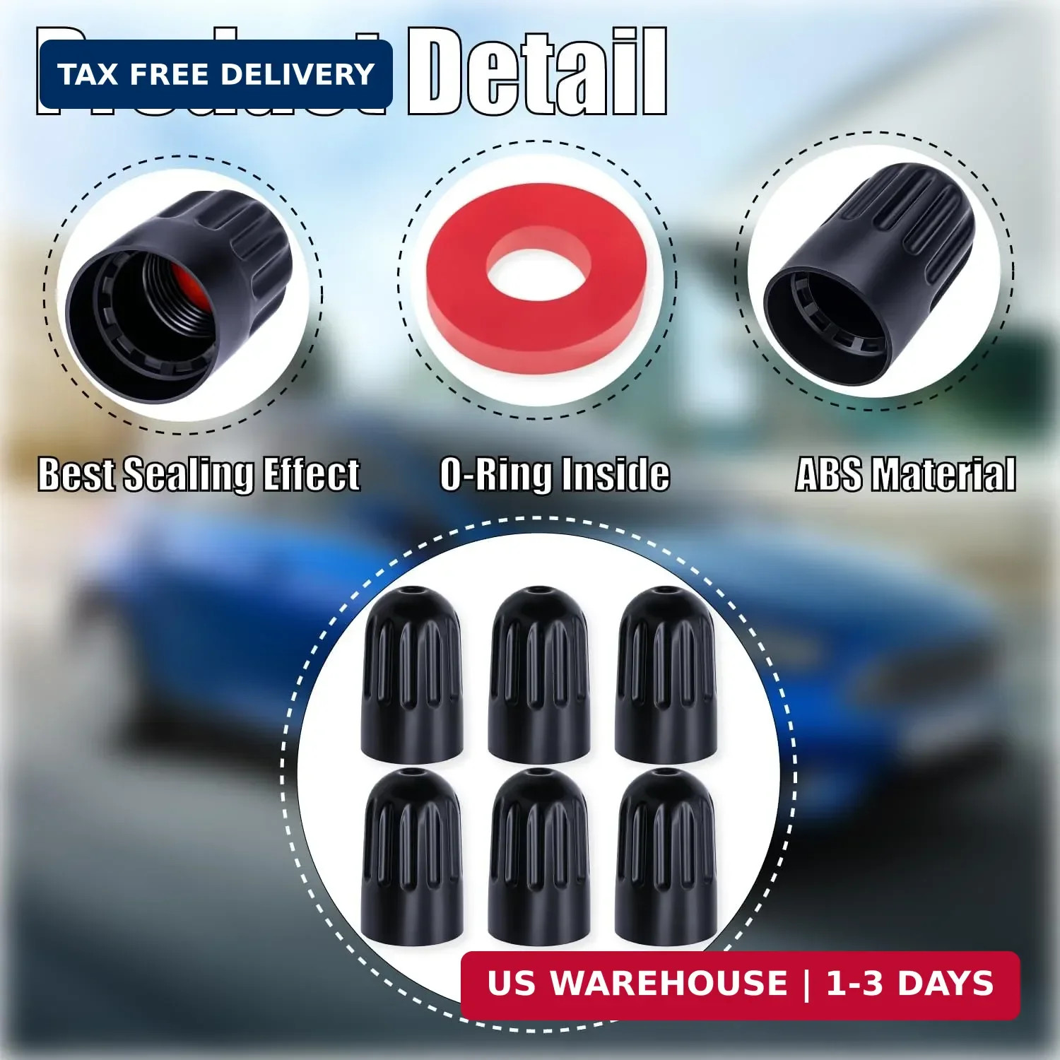 10PCS TPMS Tire Valve Long Stem Caps, Black Plastic Wheel Tire Valve Stem