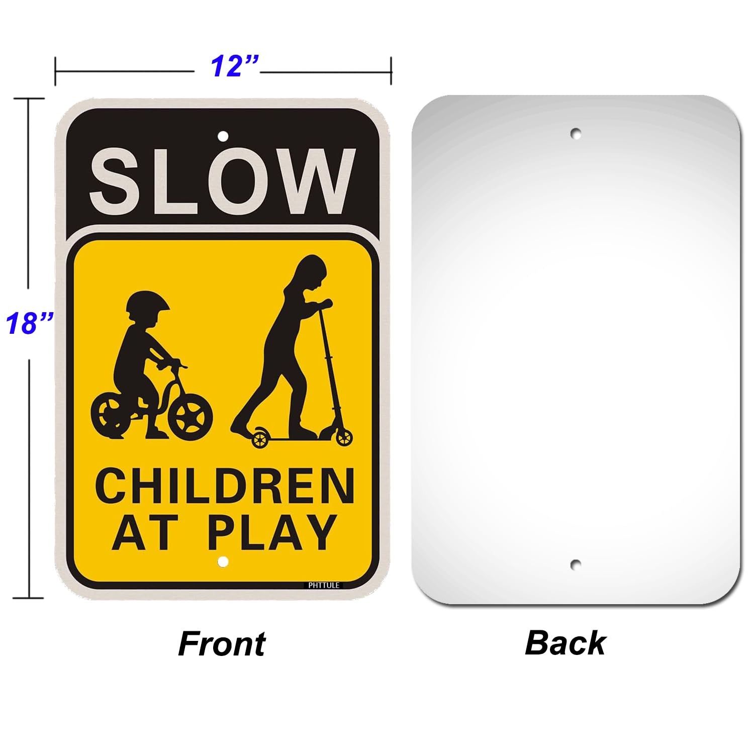 Slow Children at Play Signs 2 Pack, 18 x 12 Inches Kids Playing Slow Down Saf…