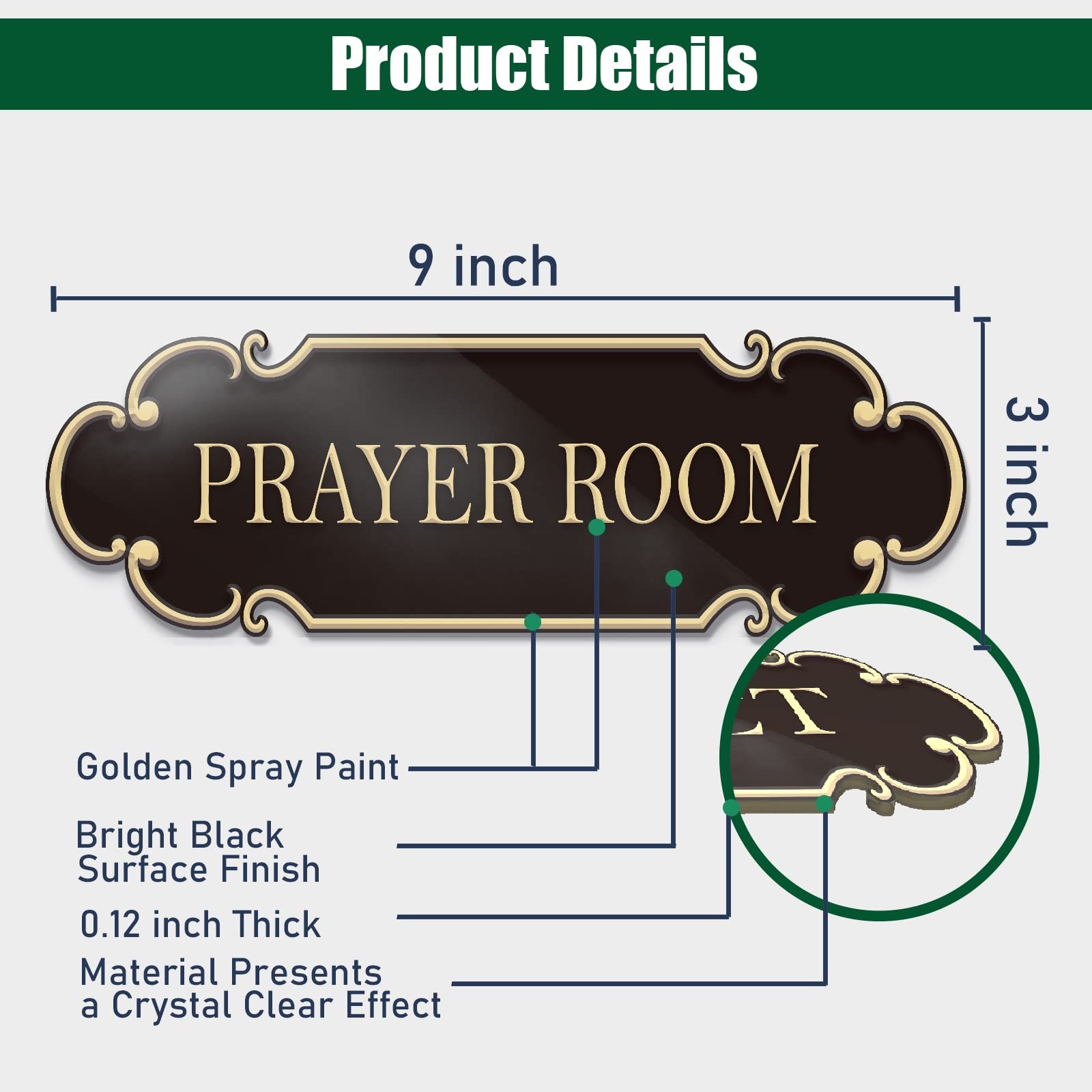 9×3 Inch Prayer Room Sign Self Adhesive Doorplate Church Office Wall Decor