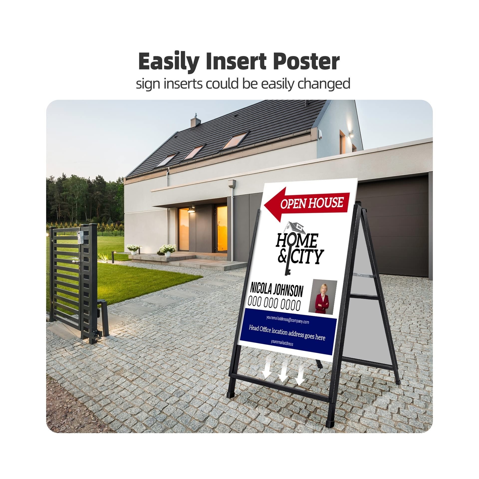2 Pack Heavy Duty A-Frame Sidewalk Sign 24 x 36 Inch, Portable Double-Sided S…