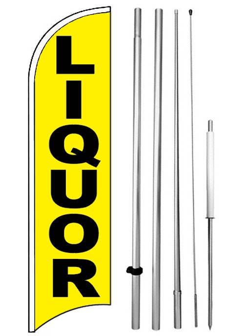 LIQUOR – Windless Swooper Flag Kit 15&prime; Feather Banner Sign yb-h