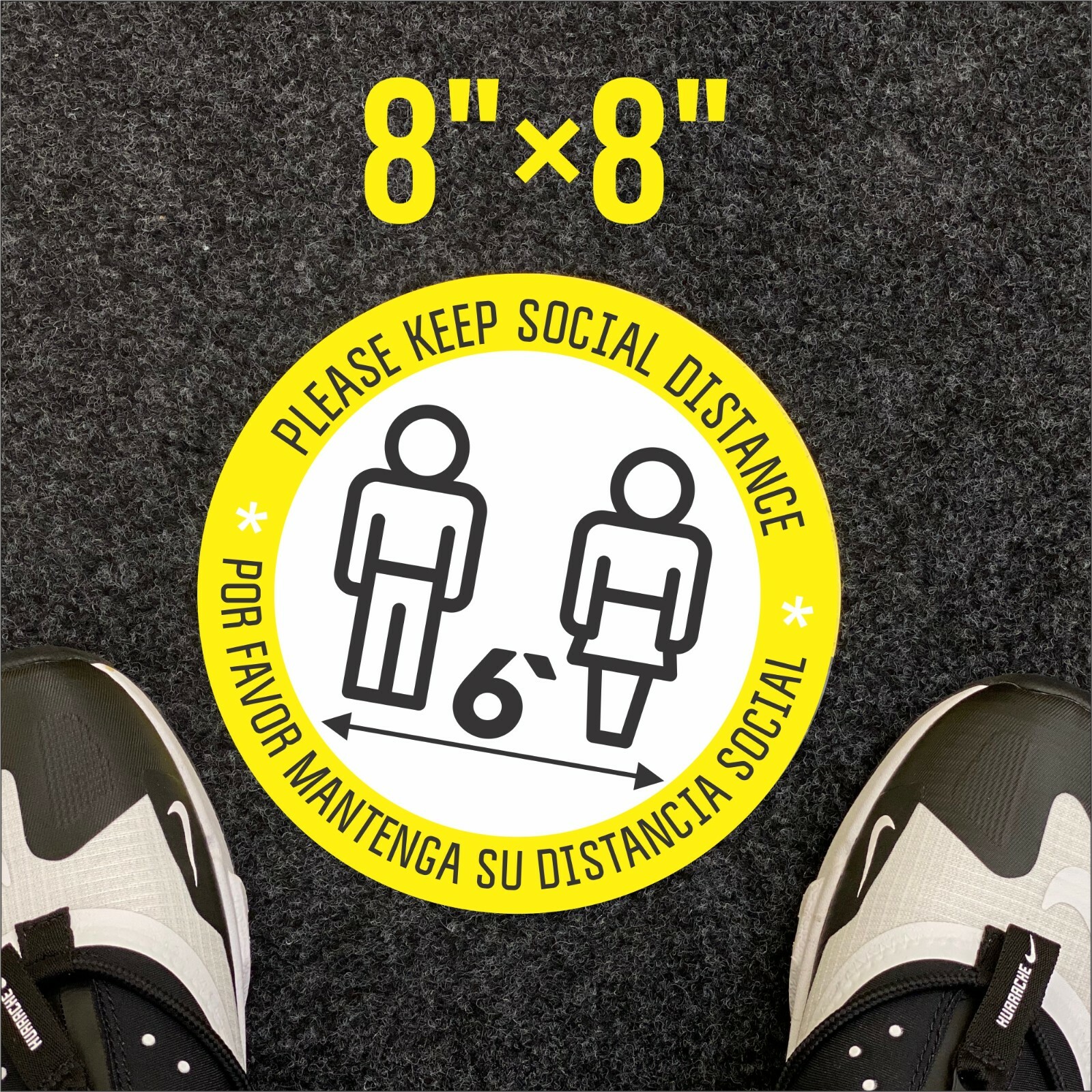 Social Distancing Floor Decal Carpet 10 Pack Anti Slip Heavy Duty Vinyl Markers