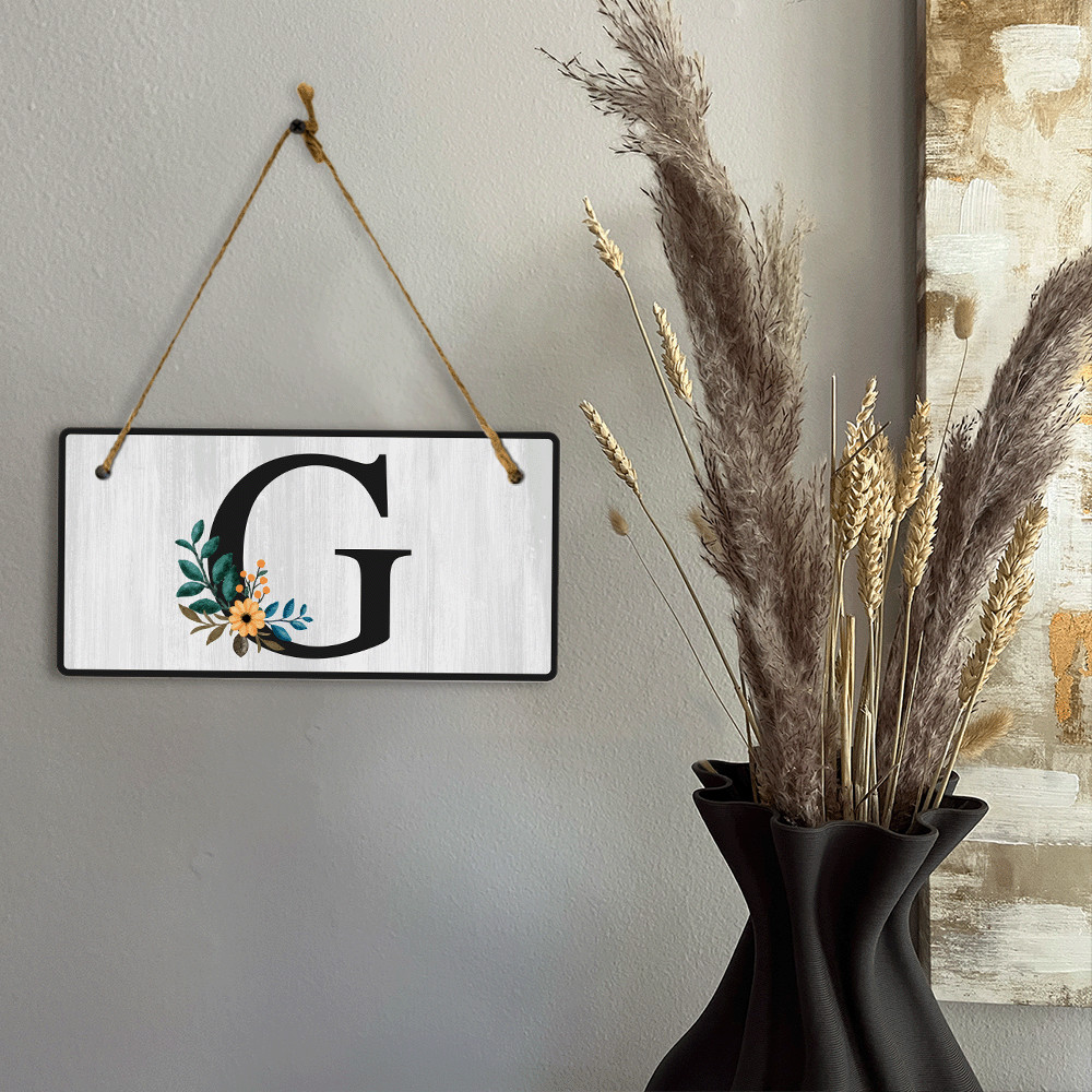 G Flower Decor 5×10 Hanging Wall or Door Sign | Alphabet Letter Room Decoration