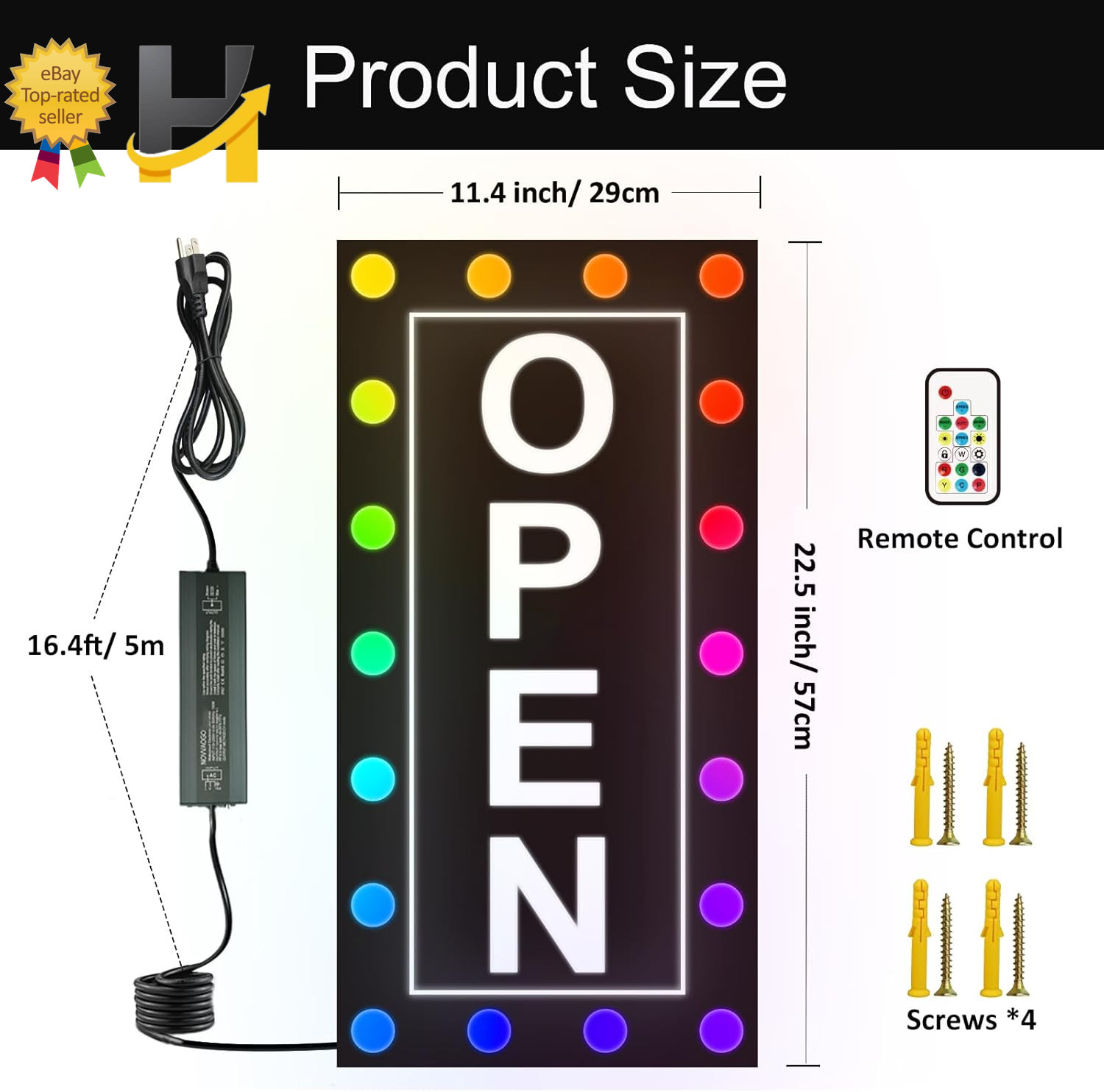 Vibrant Waterproof LED Open Sign – Color Changing RGB for Outdoor Business Use