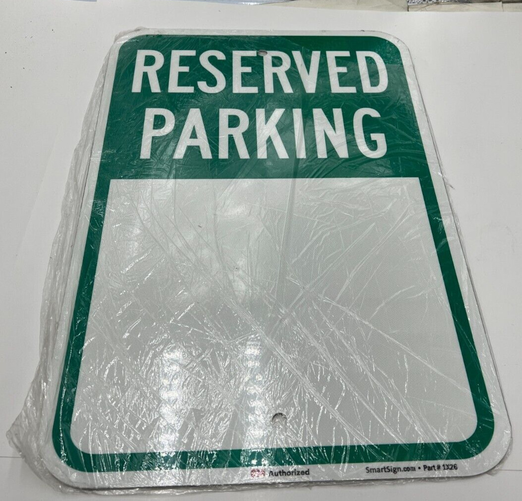 QTY 4 SmartSign Blank Reserved Parking Write-On Sign Metal 12&Prime; x 18&Prime;, 1X26