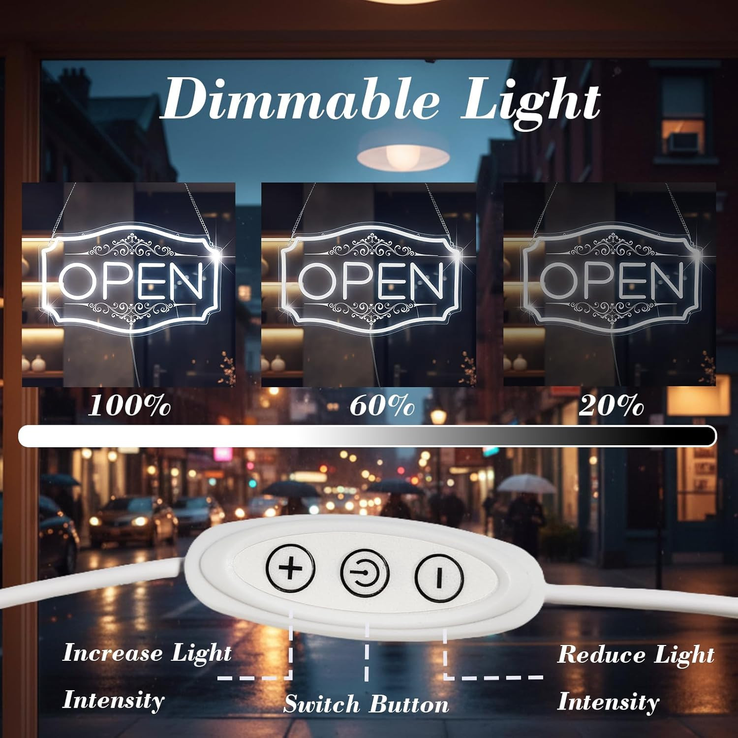 Bright LED Open Sign 22&Prime; x 13&Prime; – Dimmable Neon for Storefronts & Windows