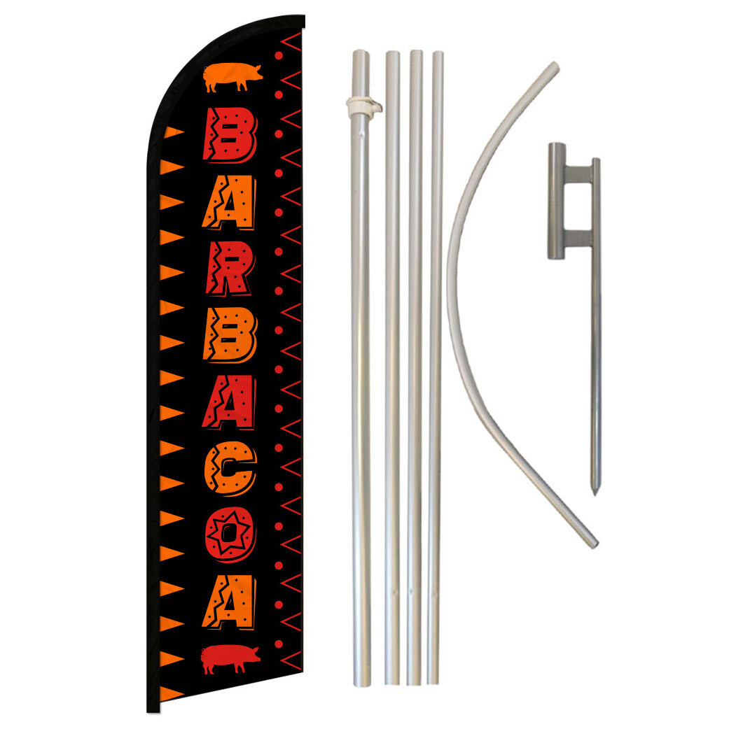 Barbacoa Windless Banner Swooper Advertising Flag Pole Kit Concessions Food