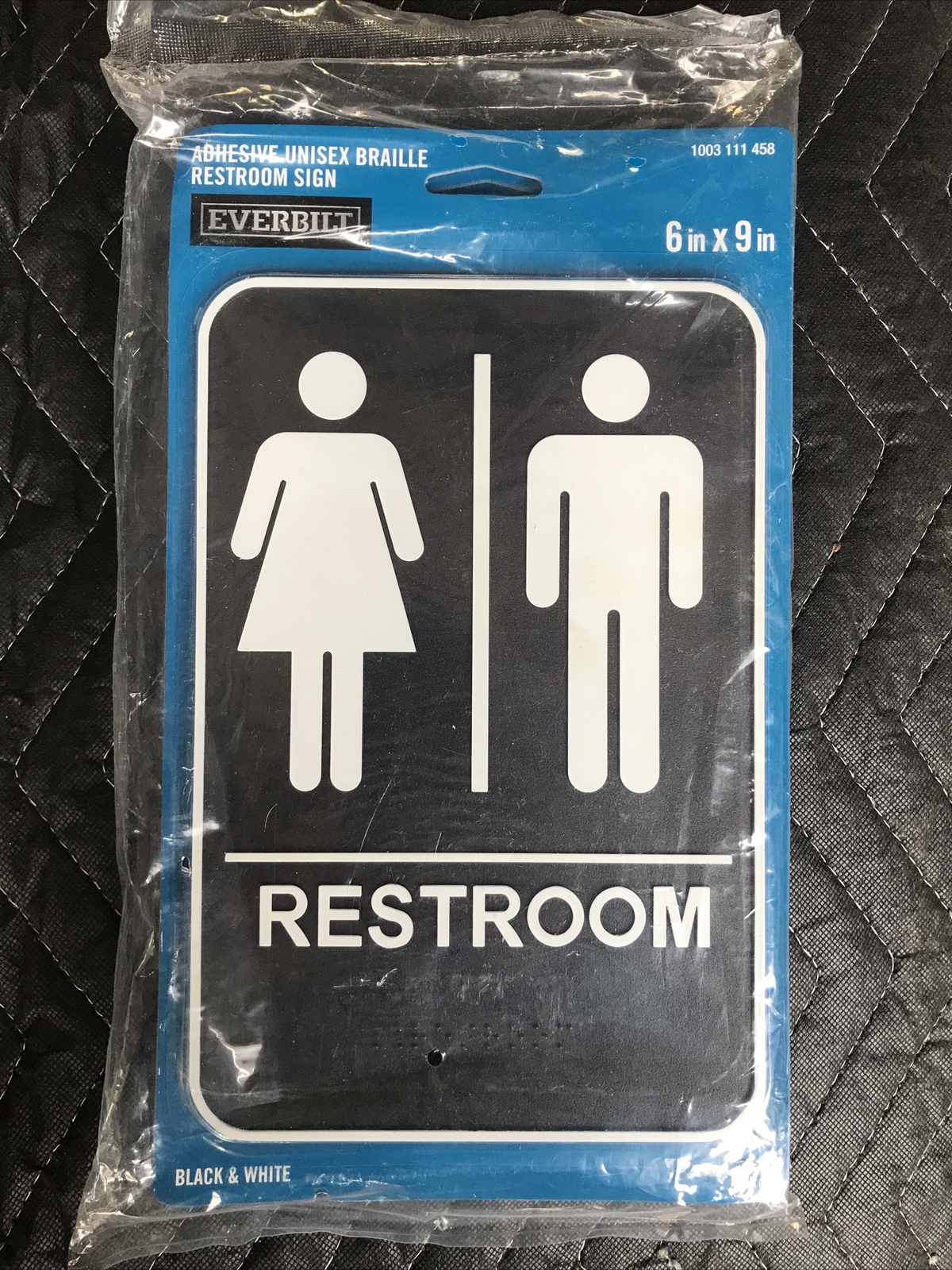 Everbilt Adhesive Unisex Braille Restroom Sign 1003 111 458 6” by 9”