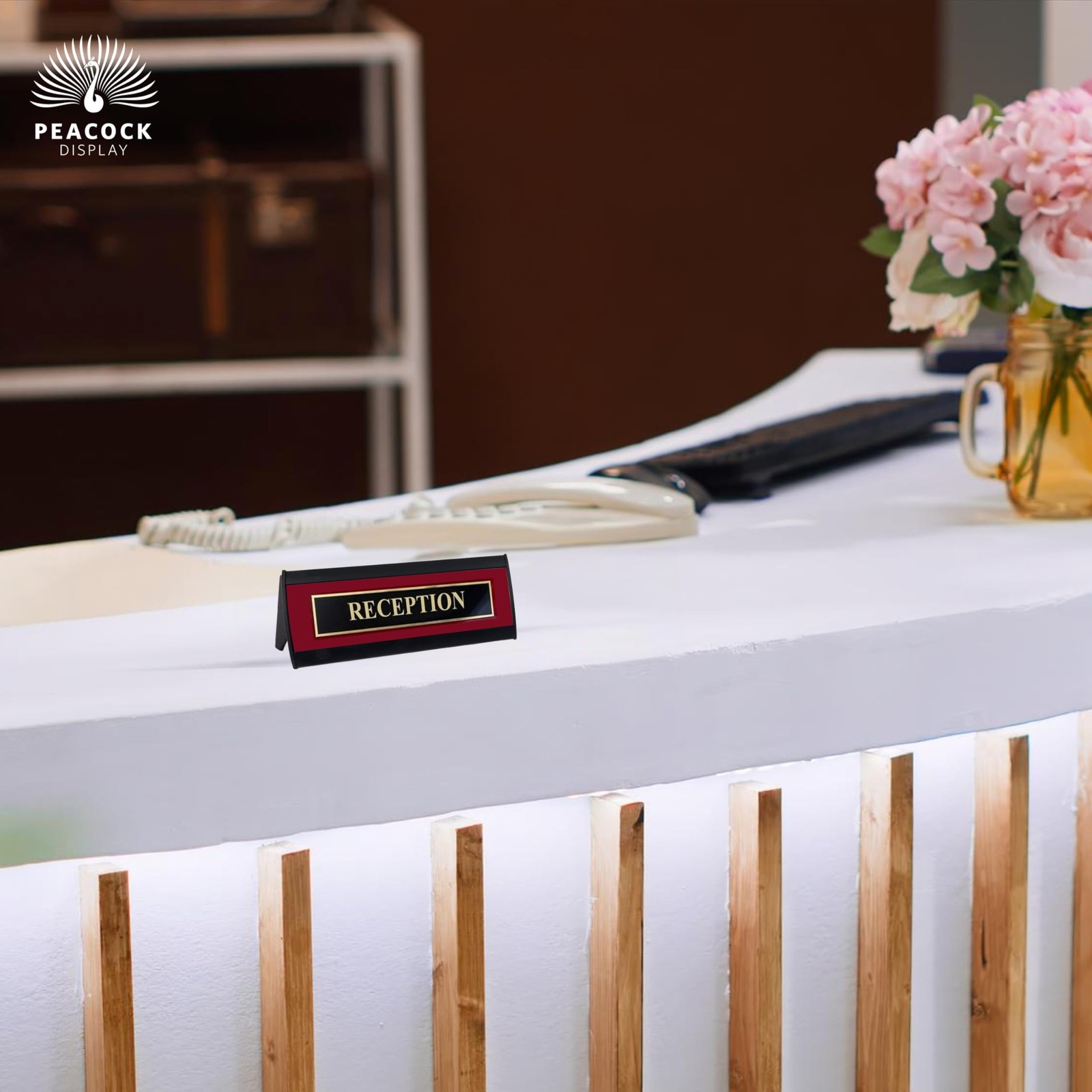 Table Sign – (6.00&Prime; x 2.7&Prime;) Curved Table Sign Holder with Replaceable Insert,…