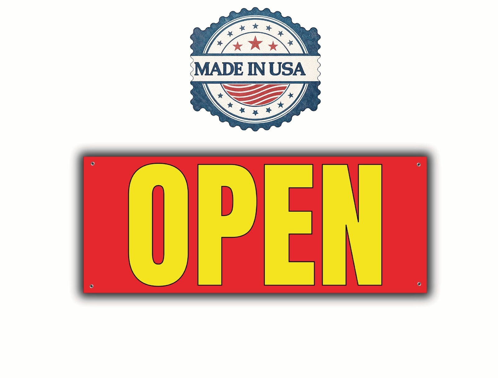Open Banner 48×20 Inches Durable Material Easy Installation Bright Red