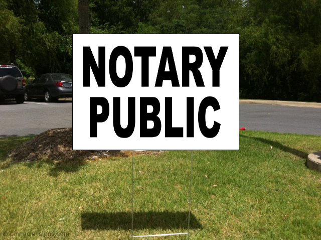 Notary Public Black Corrugated Plastic Yard Sign /Free Stakes