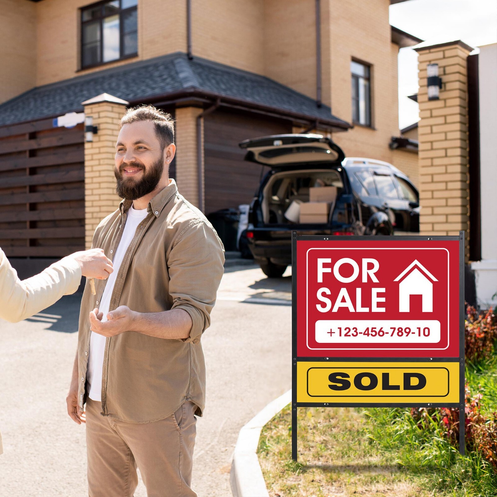 Real Estate Yard Sign Realtor for Sale Yard Sign Open House Sign 42&Prime; Black Metal