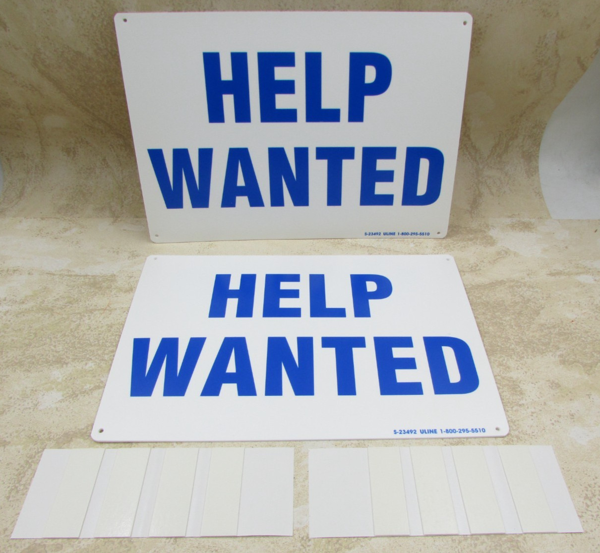 2 PACK « Help Wanted » Sign, Sturdy .055 Thick Plastic, Pre-Drilled Holes 10&Prime; X 7&Prime;