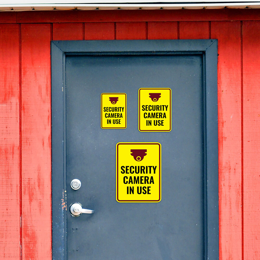 Portrait Round Plus Security Camera in Use Wall or Door Sign