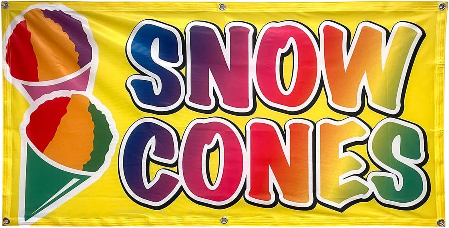4 Less Co 2X4 Feet SNOW CONES Banner Sign Bgb Polyester Fabric – Yb