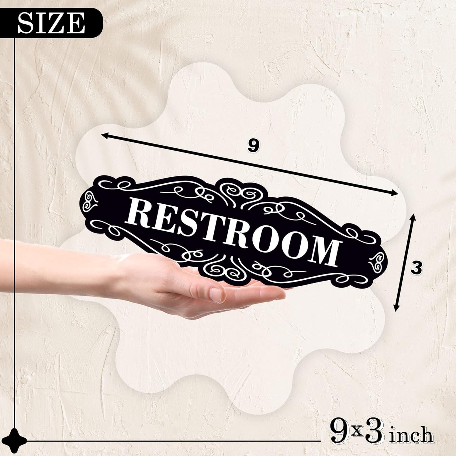 Dibond 9×3 Inch Restroom Sign – Rustproof and Stylish for Instant Wall Placement