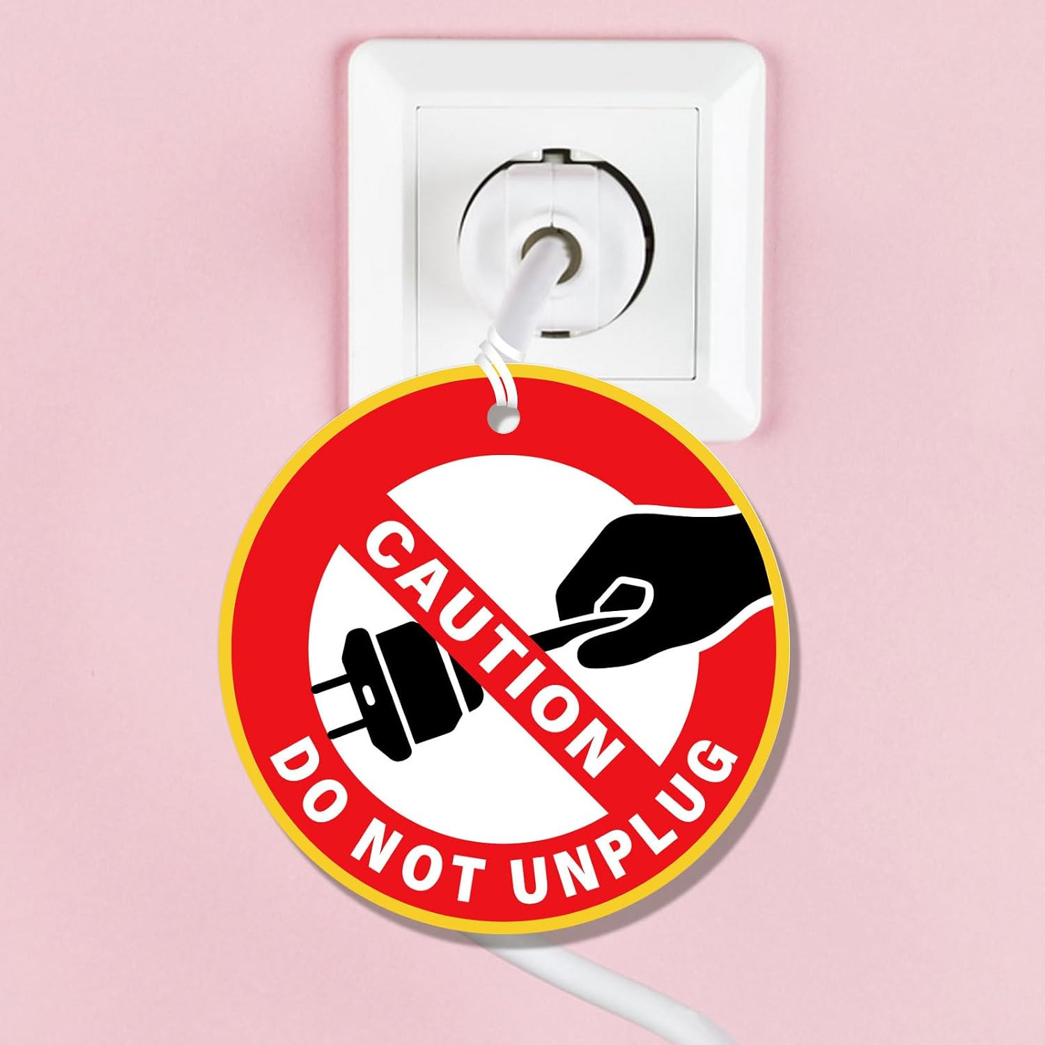 10 PCS Do Not Unplug Warning Sign Cards,2.6 Inch Removable round Caution Do Not