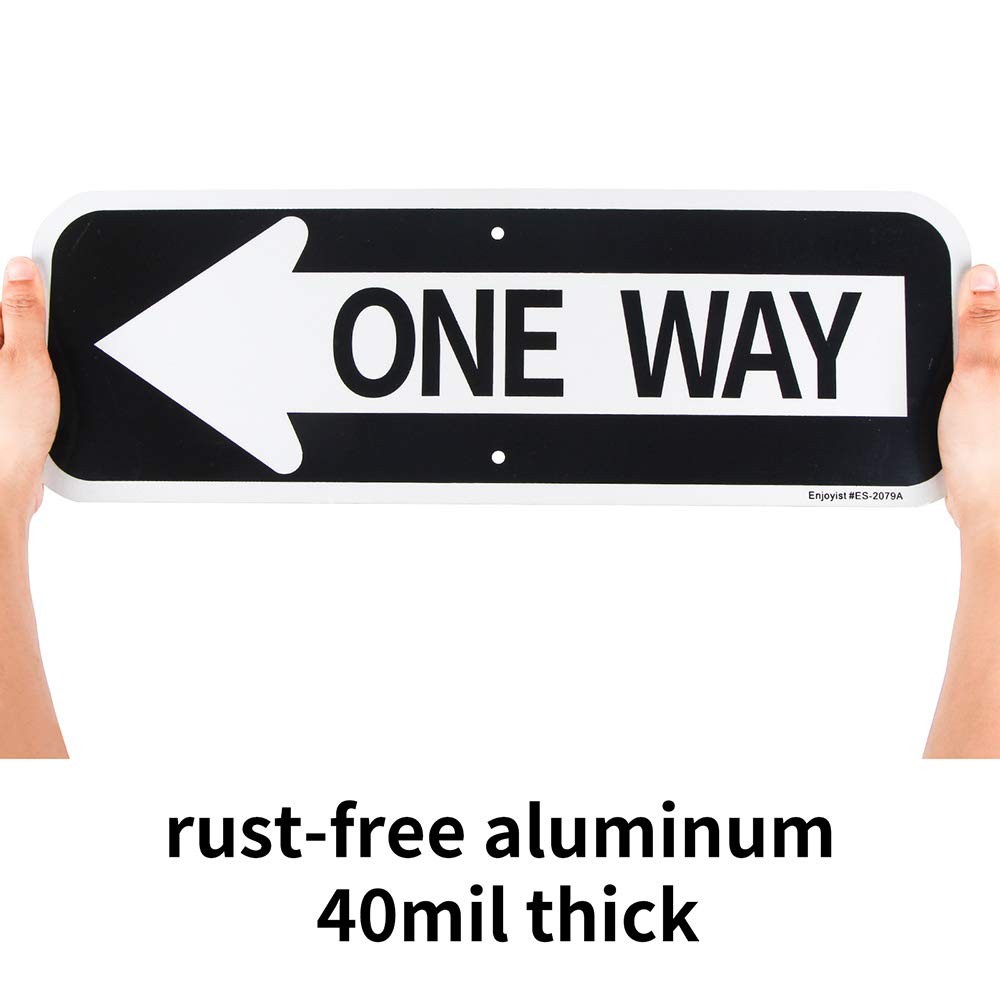 2 Pack 18×6 Inch One Way Signs with Left Arrow Rust-Free Aluminum Arrow Sign