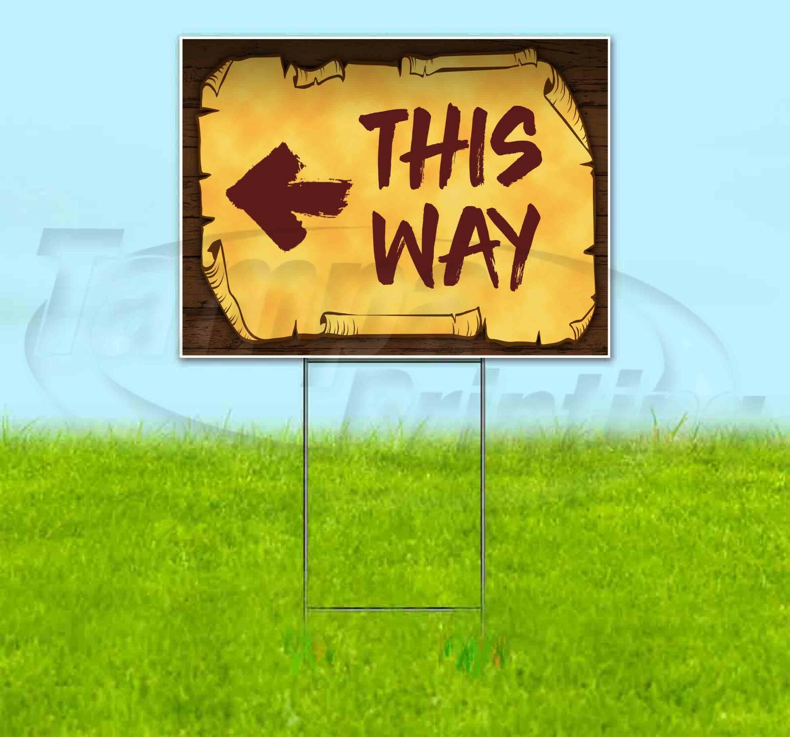 THIS WAY LEFT ARROW 18×24 Yard Sign Corrugated Plastic Bandit Lawn USA PIRATE