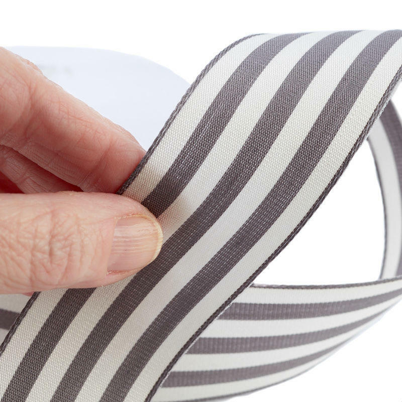 Factory Direct Craft 1-1/2&Prime; Charcoal Gray and White Striped Ribbon | 25 Yar