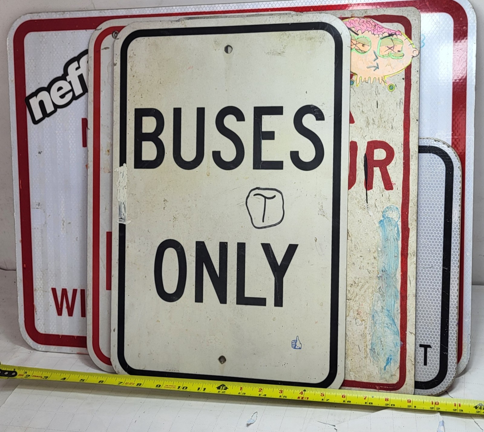 LOT OF 6 OLD USED ALUMINUM SIGNS RANDOM
