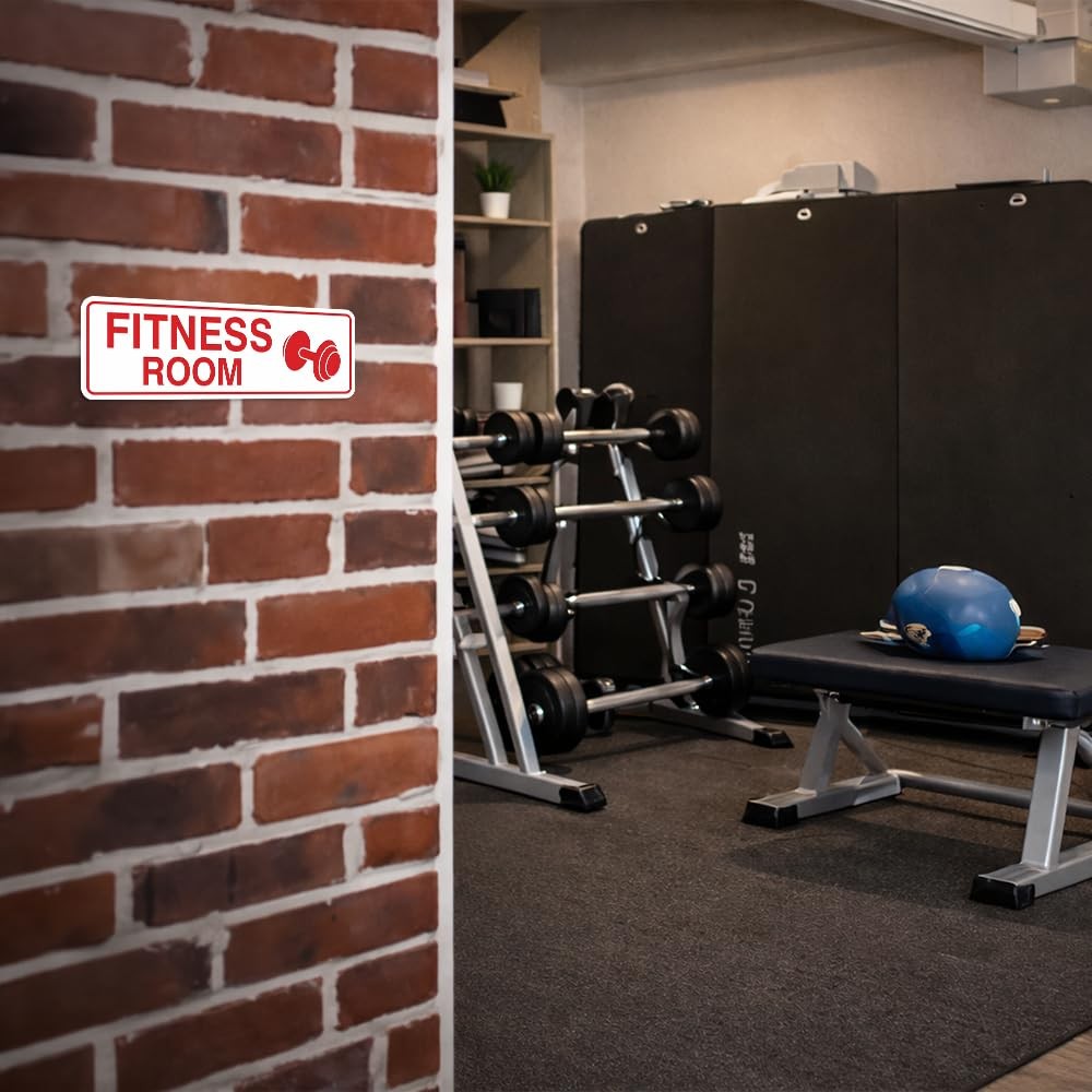 Standard Fitness Room Sign Brushed Silver Medium Wall Door Mount Decor