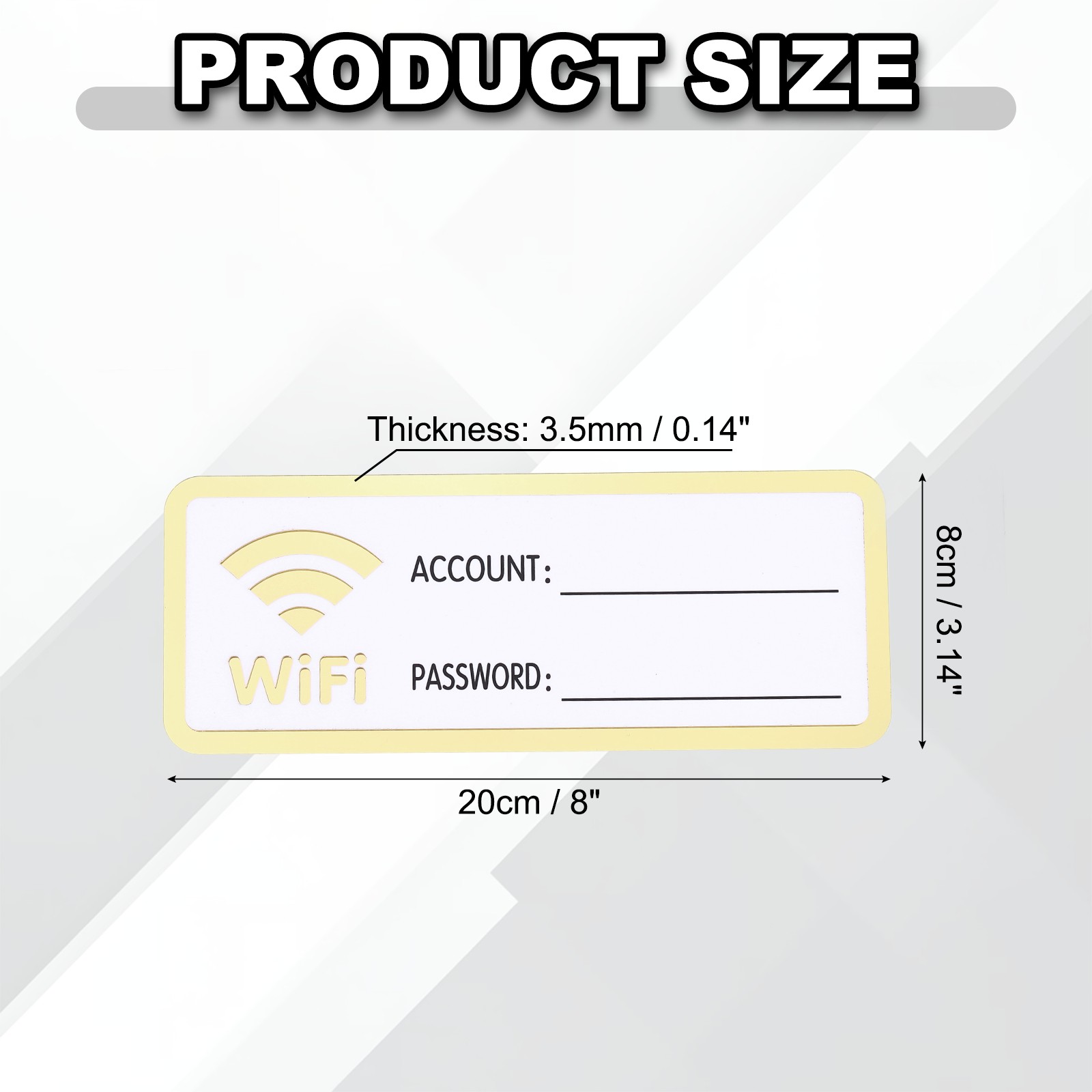 8&Prime; x 3&Prime; Wifi Password Sign, 1 Pcs Acrylic WiFi Sign Self Adhesive, White Gold