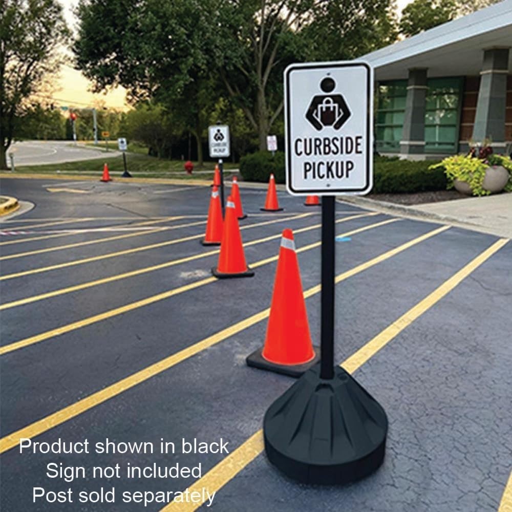 Roll-A-Post Portable Sign Post Base for 24&Prime; X 24&Prime; or Smaller Signs Yellow