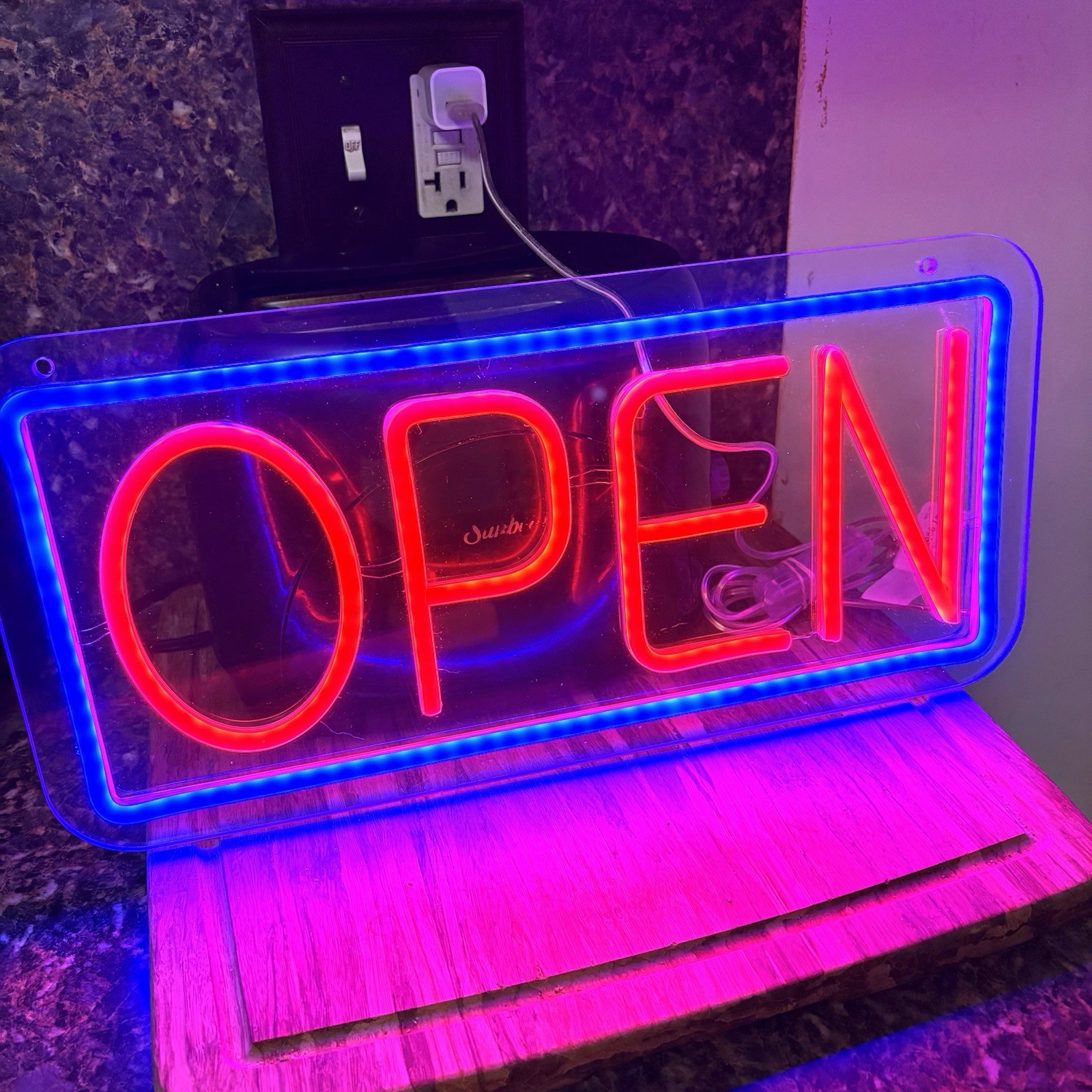 OPEN LED NEON light Up Sign (Tested/Works) With USB -A Plug Connect Pre Owned