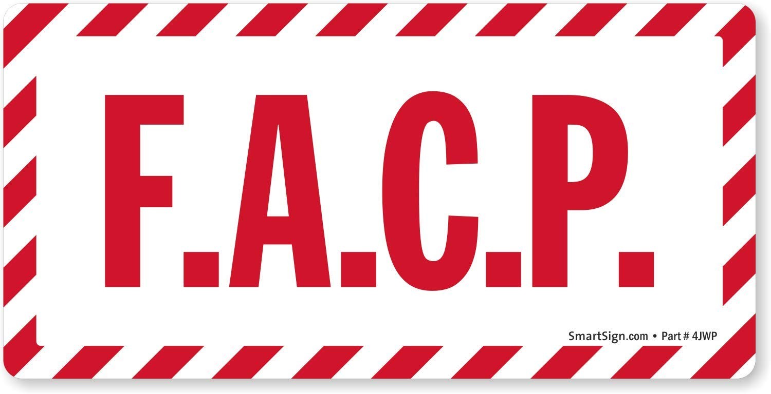 5-Pack 2.5×5&Prime; « FACP » Adhesive Vinyl Label Red on Glow LB-2084-EU-2.5×5-Q5