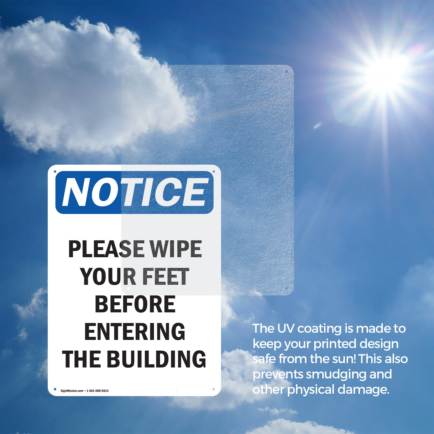 (2 Pack) Please Wipe Your Feet Before Entering OSHA Notice Sign Decal Metal