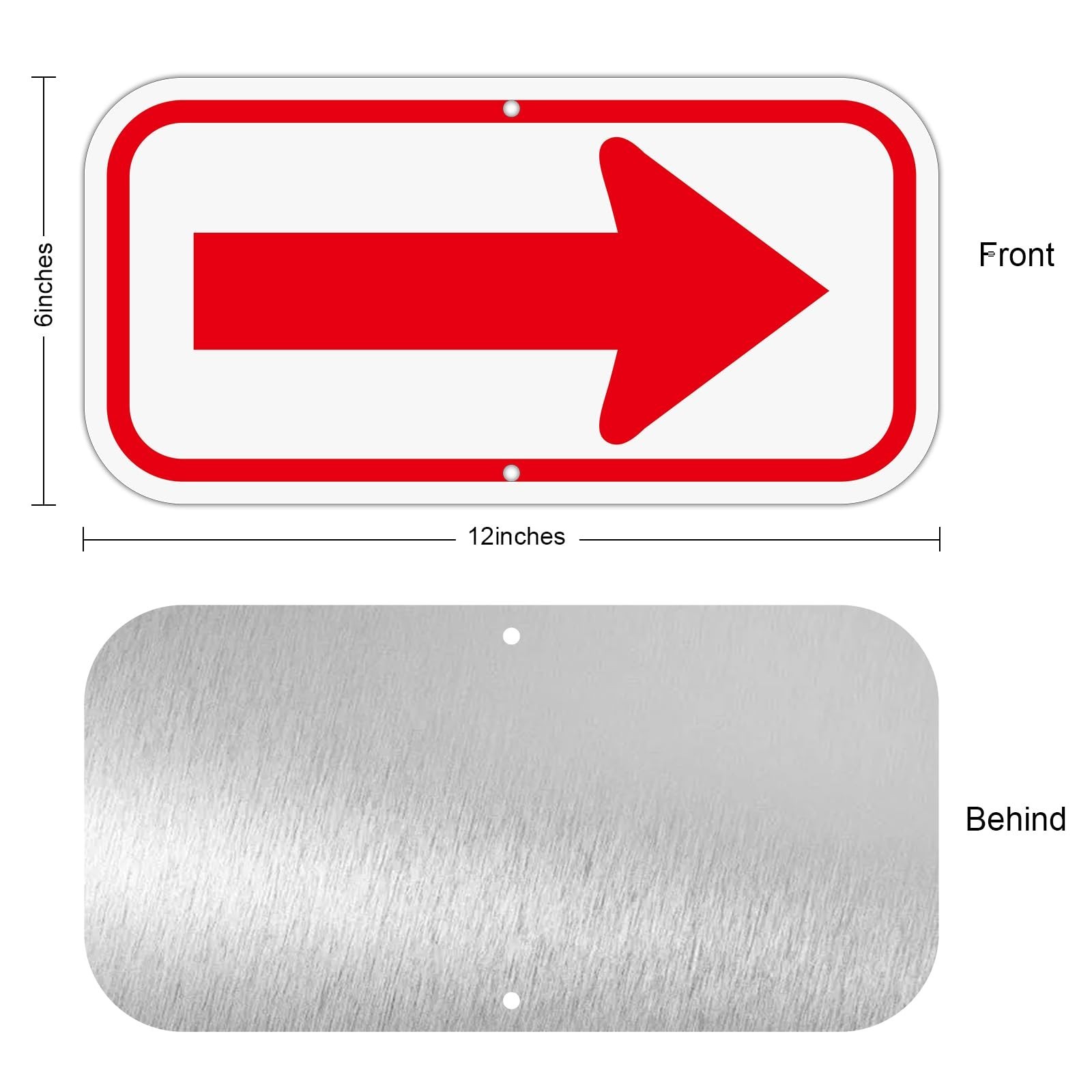 4 Pack Reflective Arrow Signs 12×6&Prime; Aluminum, Weatherproof, UV Protected, Easy I