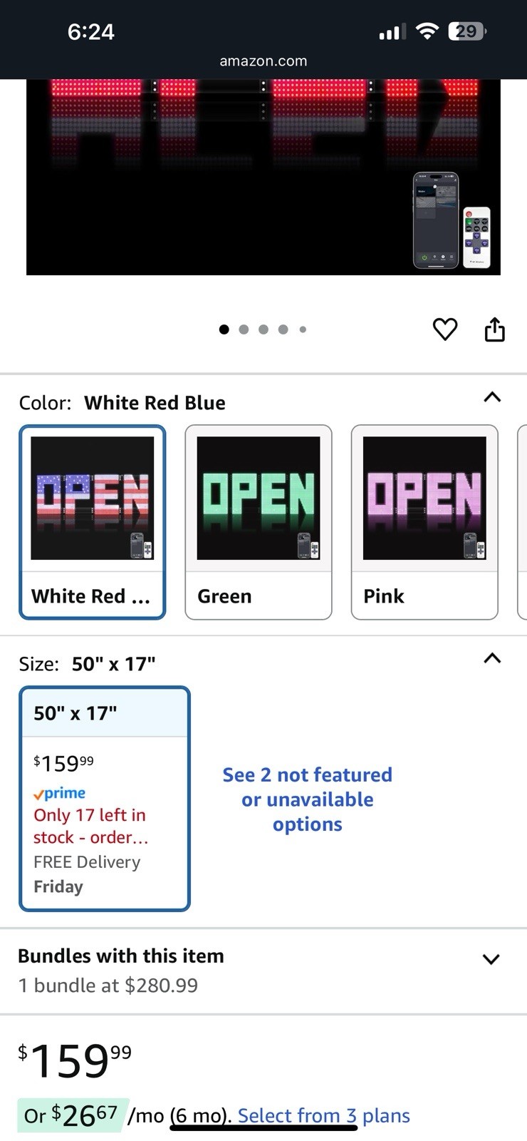 50&Prime;x17&Prime; Large LED Open Sign with Remote and Bluetooth App, Super Bright