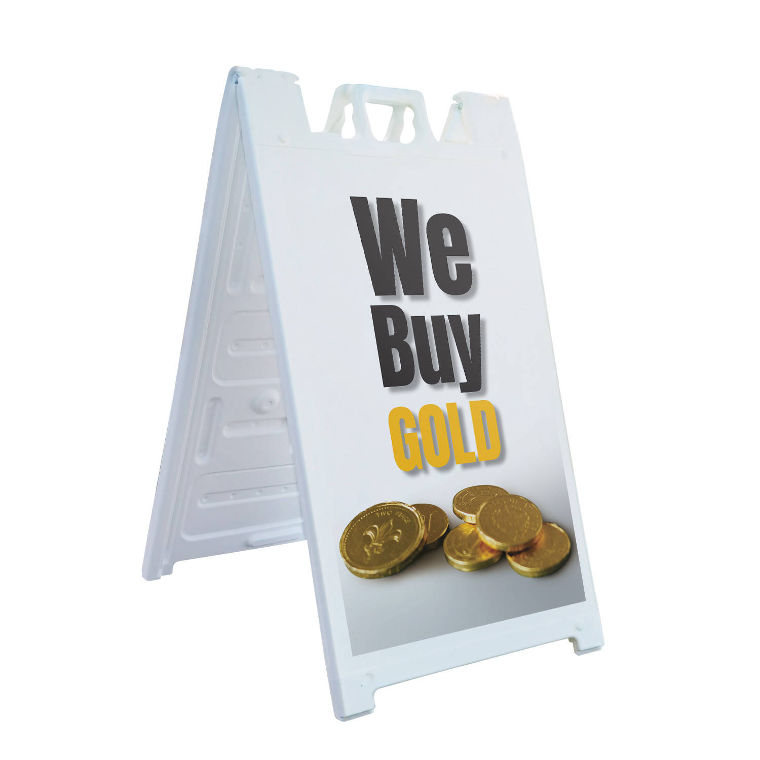 We Buy Gold Vertical Heavy Duty A-Frame Sidewalk Sign Reliable Transactions